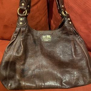 Brown leather coach purse